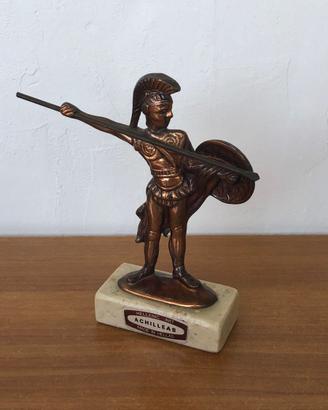 Statua greca Achille in bronzo con base in marmo