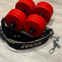 Manubri da 17,5 kg + due cinture