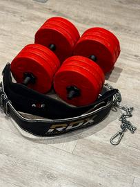 Manubri da 17,5 kg + due cinture