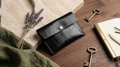 Portatabacco in vera pelle nero