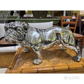 STATUA BULLDOG ARGENTATA 74 CM