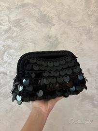 Clutch bag nera con paillettes