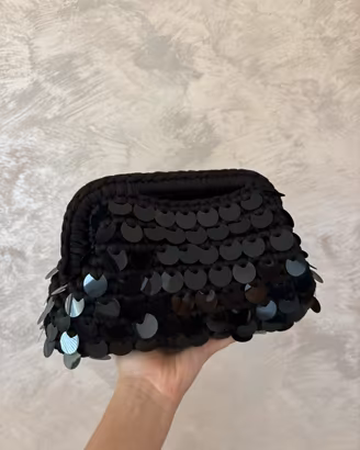 Clutch bag nera con paillettes