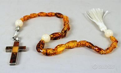 Rosario in ambra e argento