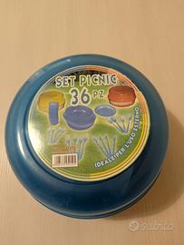 Set picnic FABOSS 36 pezzi in plastica blu nuovo