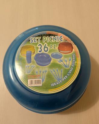 Set picnic FABOSS 36 pezzi in plastica blu nuovo