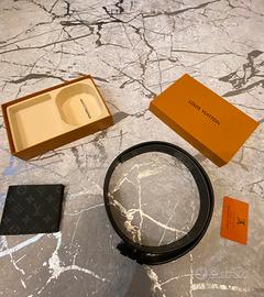 portafoglio+cintura abbinati nero stile LV