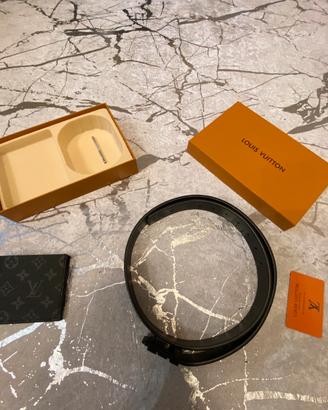 portafoglio+cintura abbinati nero stile LV