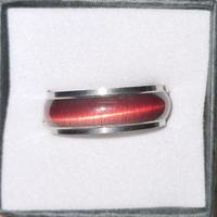 Anello in acciaio inox con inserto rosso