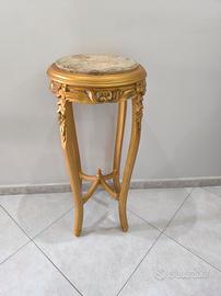 Coppia di tavolini in legno e marmo 