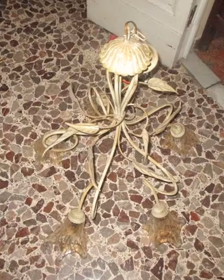 Lampadario in ferro battuto stile Shabby a 5 luci