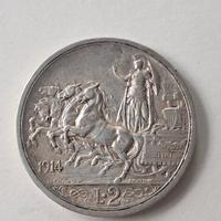 2 lire 1914 argento 