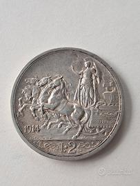 2 lire 1914 argento 