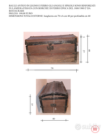 Baule in legno e ferro epoca 1800/1900