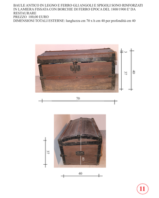 Baule in legno e ferro epoca 1800/1900