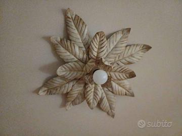 Plafoniera in metallo oro anticato e avorio