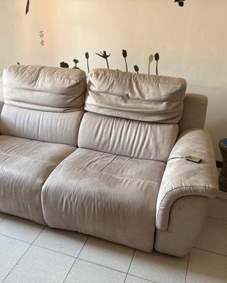 Divano 2 posti reclinabile elettrico grigio seta