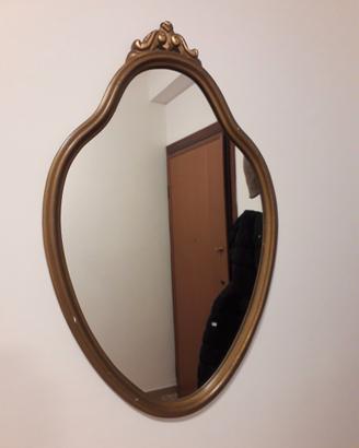 Specchio ovale color oro antico in legno