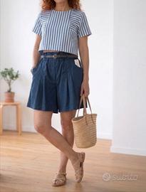 Pantaloncini blu notte in cotone donna. M