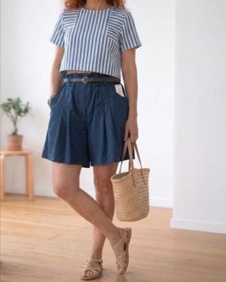 Pantaloncini blu notte in cotone donna. M