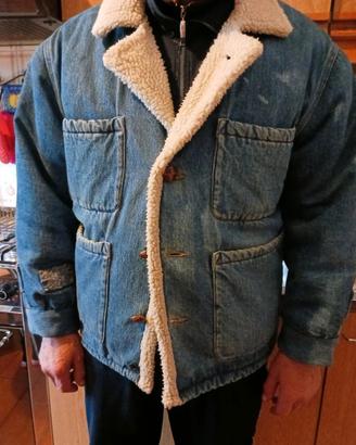 giaccone jeans con eco pelo 