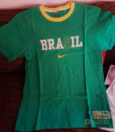 T-Shirt NIKE Brasil verde mis. L cotone 100% Usata