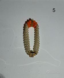 Bracciale a tre file di perle piccole artificiali