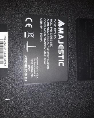 Ricambi Tv Majestic  modello TVD 232/S2 Led