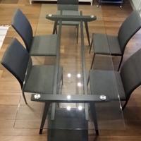 TAVOLO VETRO MARSON + SEDIE DESIGN (SET COMPLETO)