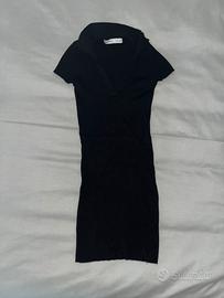 Bershka black ribbed mini dress in size S.