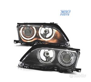 FARI BMW E46 01-05 ANGEL EYES SFONDO NERO ELETTRO