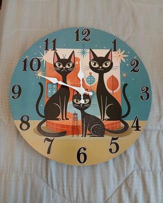 Orologio da parete rotondo gatti