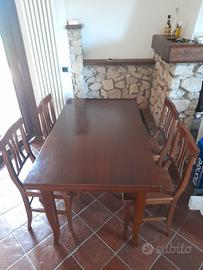 Tavolo estendi in arte povera in legno + 4 sedie 