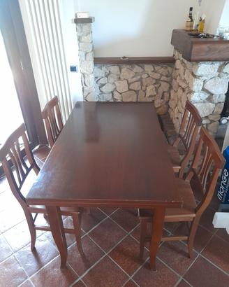 Tavolo estendi in arte povera in legno + 4 sedie 