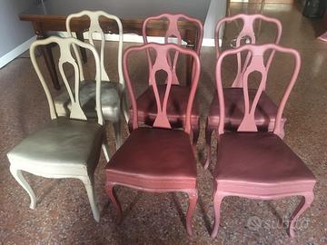 6 SEDIE design restaurate dipinte Chalk Paint