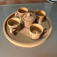 TAZZINE E ZUCCHERIERA IN SUGHERO E CERAMICA