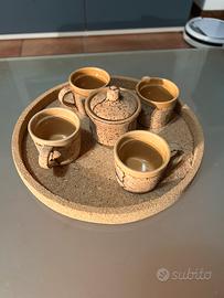 TAZZINE E ZUCCHERIERA IN SUGHERO E CERAMICA