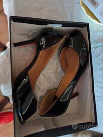 scarpe suola rossa tacco 8 Peep toe