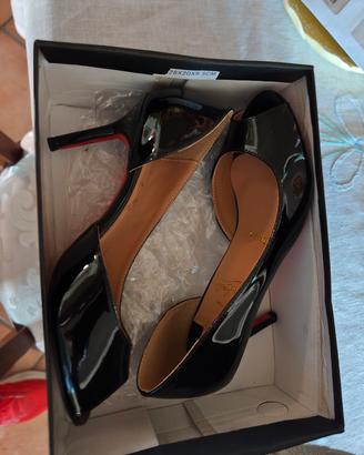 scarpe suola rossa tacco 8 Peep toe