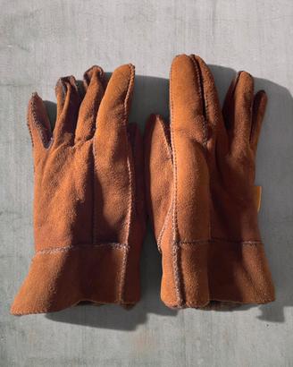 Guanti in vero montone shearling scamosciato Cuoio