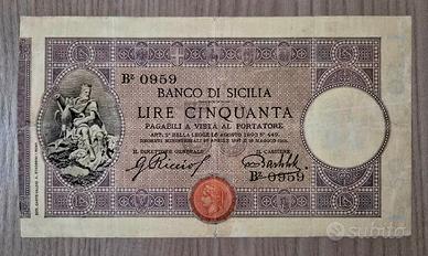 Banconota 50 Lire Banco di Sicilia 2°,  18/05/1915