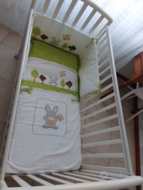lettino pali+materasso+cuscino+paracolpi+piumone