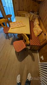 PANCA 220X134 - TAVOLO 140X80 - 3 SEDIE - IN PINO