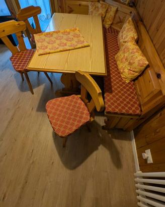 PANCA 220X134 - TAVOLO 140X80 - 3 SEDIE - IN PINO