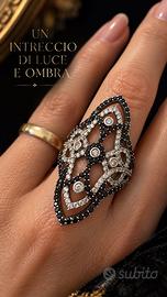 Vintage anello argento e cristallo gotico