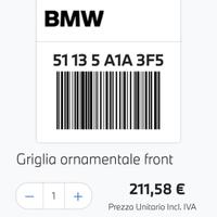 Griglia ornamentale Front BMW X40 M40 cod51135A1A3