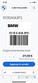 Griglia ornamentale Front BMW X40 M40 cod51135A1A3