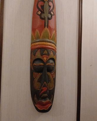 Maschera Africana Legno Intagliata Dipinta a Mano
