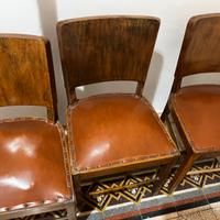 4 sedie  vintage in legno e pelle