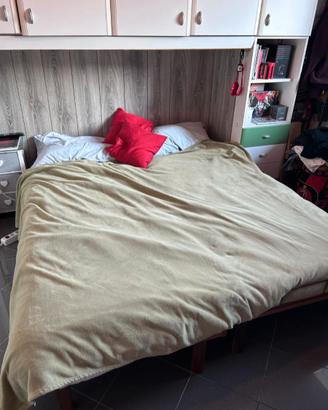 Letto Matrimoniale con Doghe in Legno + Materassi